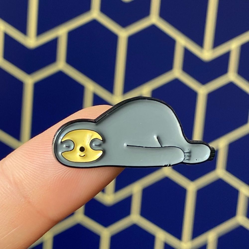 Chill Grey Sloth Enamel Pin/ Brooch Lapel